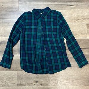 St. John’s Bay Women’s L Grn/Blu Plaid Shirt